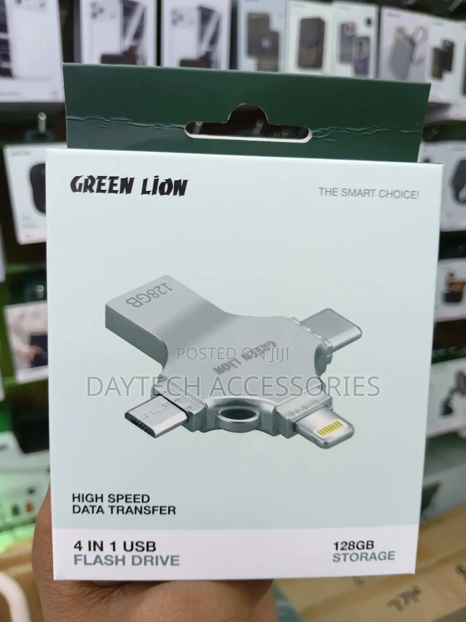 Green Lion 4-in-1 Usb Flash Drive With 128gb Storage.