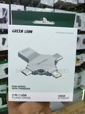 Green Lion 4-in-1 Usb Flash Drive With 128gb Storage.