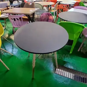 Dining Table: Black Top Eames Style Wooden Table