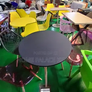 Dining Table: Black Top Eames Style Wooden Table