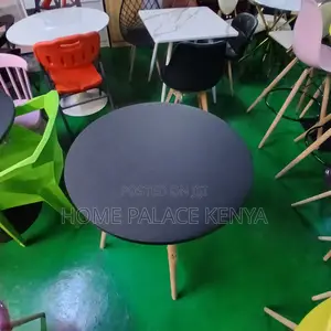 Dining Table: Black Top Eames Style Wooden Table