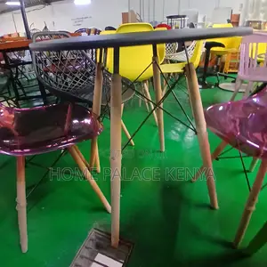 Dining Table: Black Top Eames Style Wooden Table