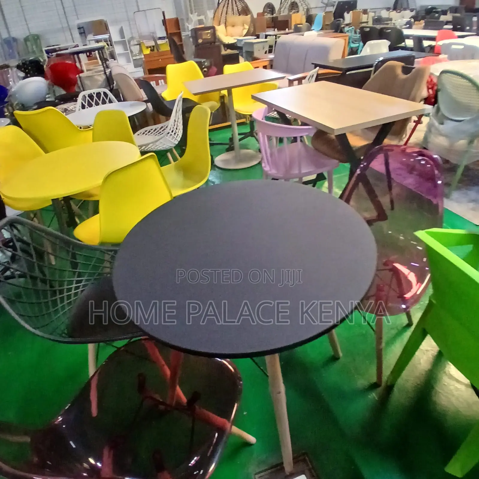Dining Table: Black Top Eames Style Wooden Table