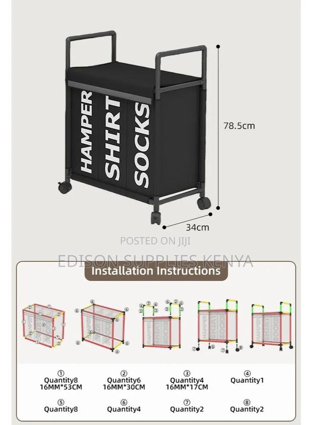 Collapsible Laundry Basket With Wheel Clothes Organizer Storage Hamper - thumbnail 2