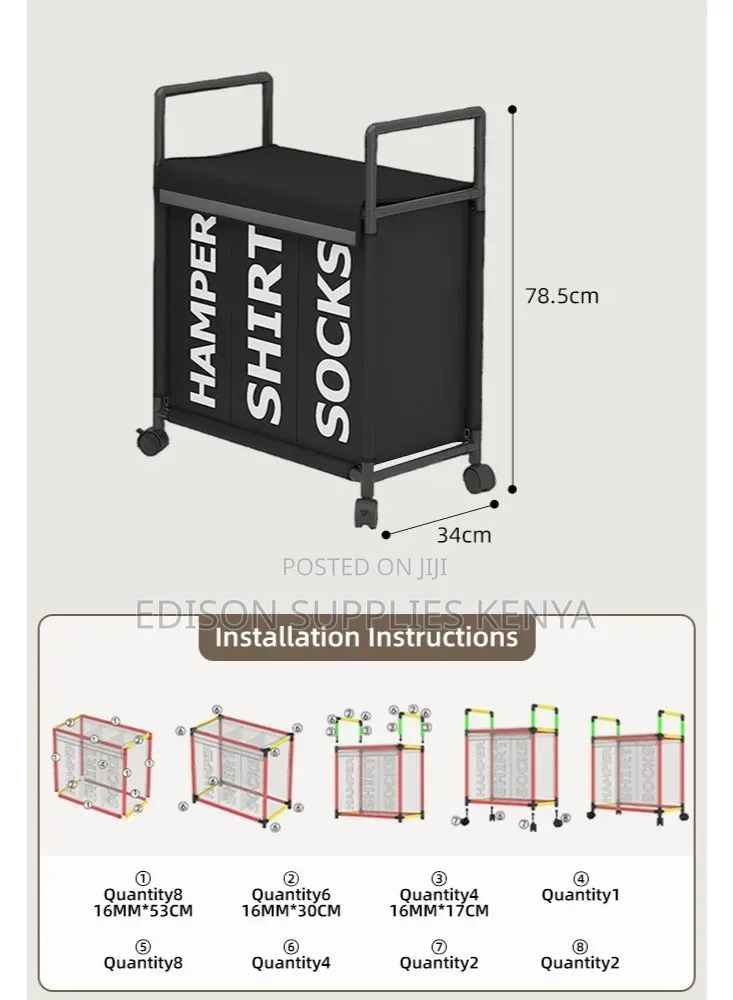 Collapsible Laundry Basket With Wheel Clothes Organizer Storage Hamper