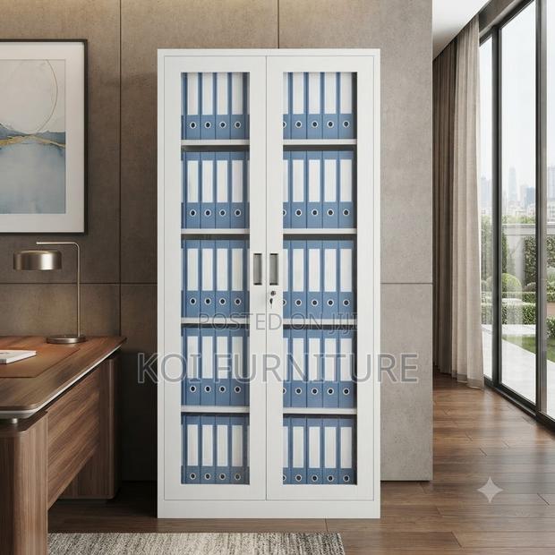Office Cabinet; Two Doors Steel Files Cabinet With Front Glass View - thumbnail 2