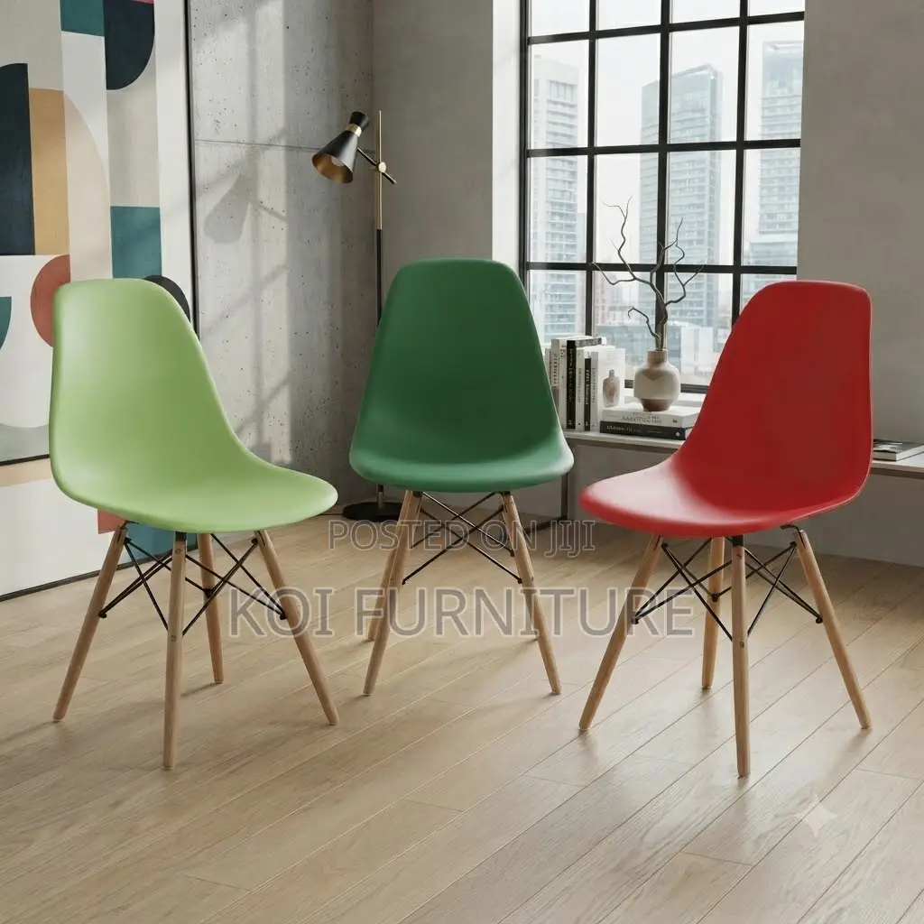 Dining Chairs; Eames Dining Seat With 4 Wooden Legs