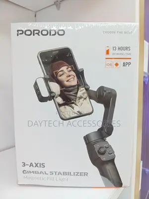 Porodo Lfs127 3-Axis Smartphone Gimbal With a Magnetic Fill Light.