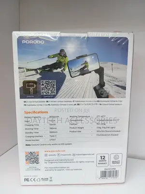 Porodo Lfs127 3-Axis Smartphone Gimbal With a Magnetic Fill Light.