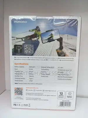 Porodo Lfs127 3-Axis Smartphone Gimbal With a Magnetic Fill Light.