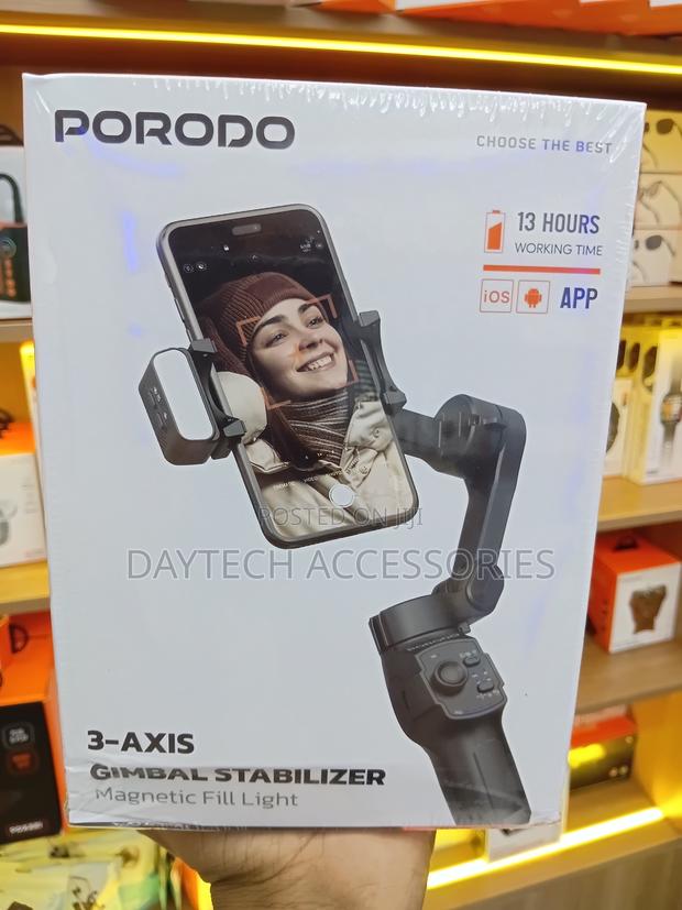Porodo 3-Axis Gimbal Stabilizer With Magnetic Light 13-Hour Battery - thumbnail 3