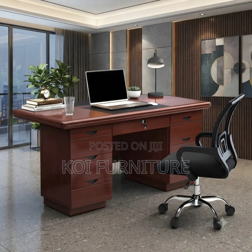 Office Desk'; 1.2m Mahogany Executive Long Term Office Desks