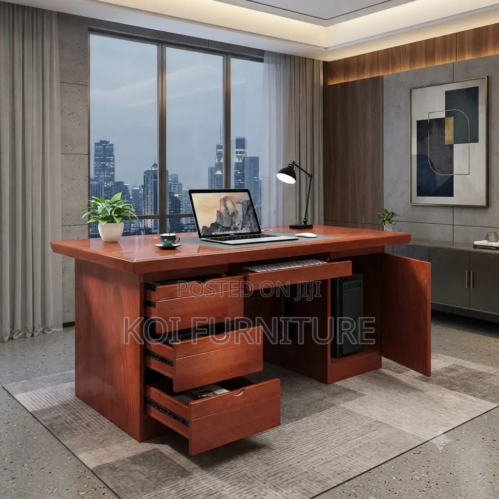 Office Desk'; 1.2m Mahogany Executive Long Term Office Desks