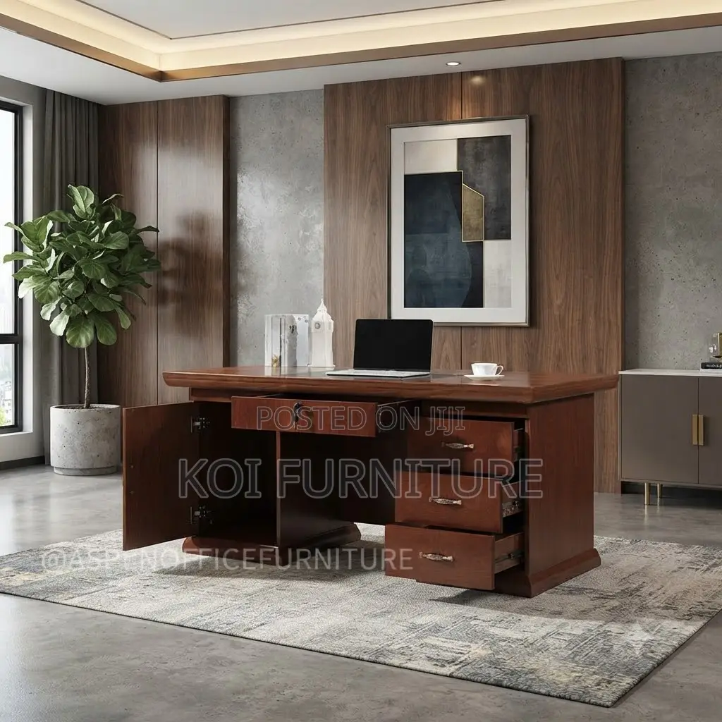 Office Desk'; 1.2m Mahogany Executive Long Term Office Desks