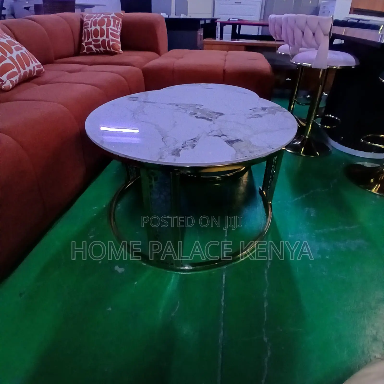 Nesting Table: High Gloss Stone Top With Detailed Legs