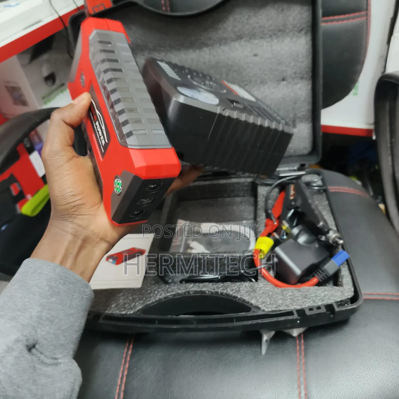 High Power Car Jump Starter Kit Battery+Compressor+Charger and Jumpers