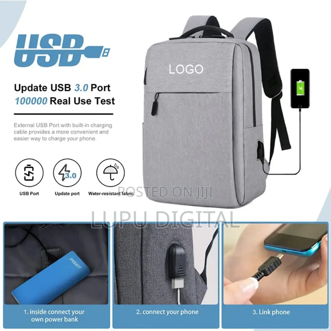 *Anti Theft Laptop Bag - Usb Charging Size: Fits 15inches Laptop
