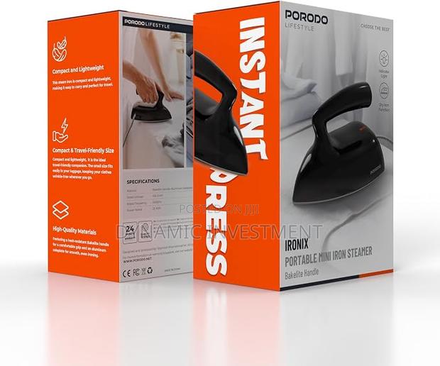 Porodo Mini Portable Steam Iron Dry Iron Function Bakelite Handle - main view