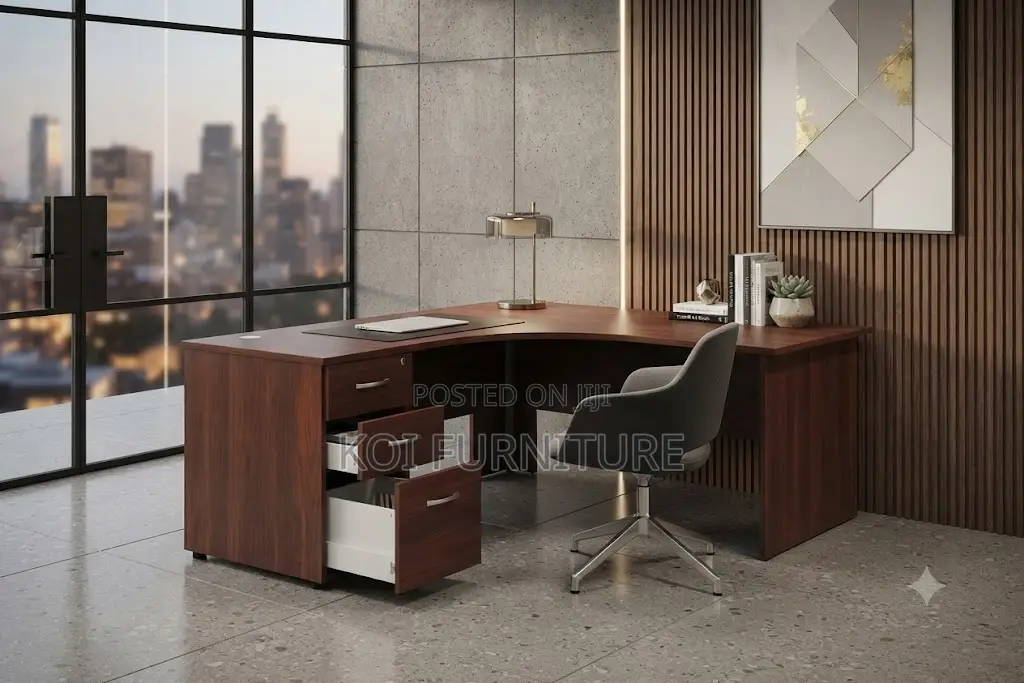 Office Desk; 1.4 Meters Office Curved Desk With Lock Drawers