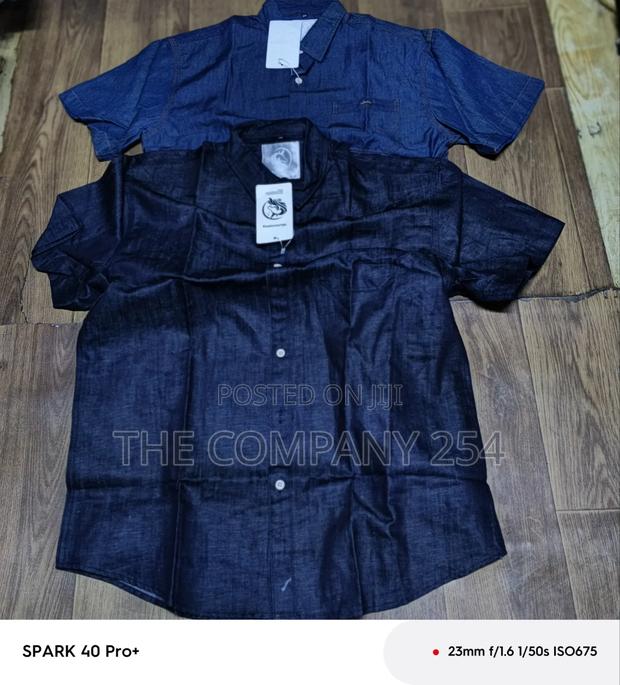 Quality Casual Denim Short Sleeved Collar Jeans Shirts Available - main view