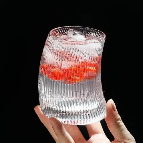 6 PCS Crescent Moon Ribbed Cocktail Glass