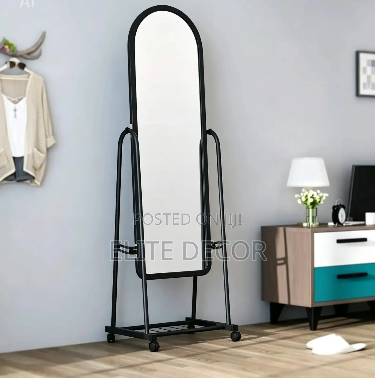 Full Length Dressing Mirror With Wheels Shoe Rack
