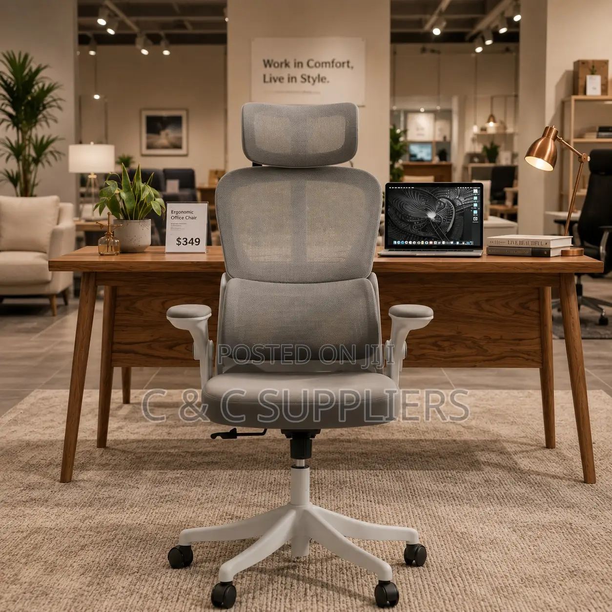 Swivel White Ergonomic Secretary Chair