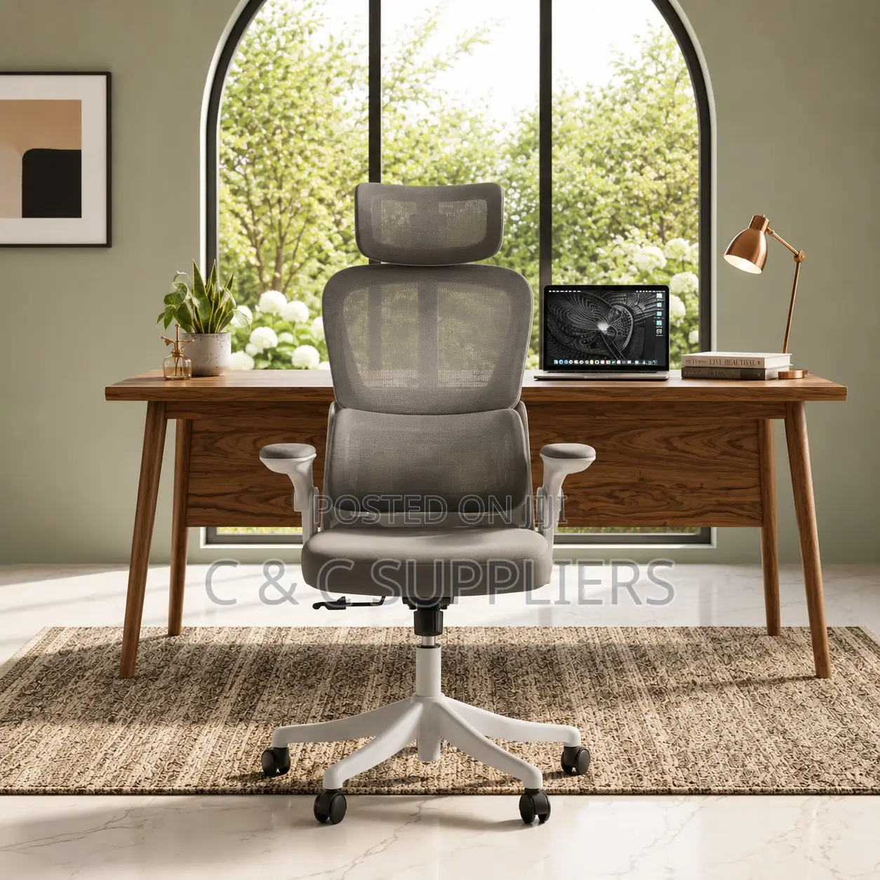 Swivel White Ergonomic Secretary Chair