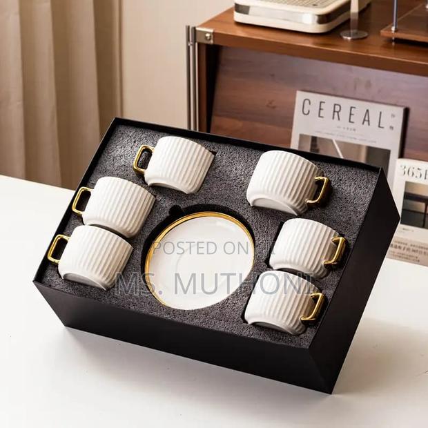 Luxury 12-Piece Ceramic Cup Saucer Set - thumbnail 3