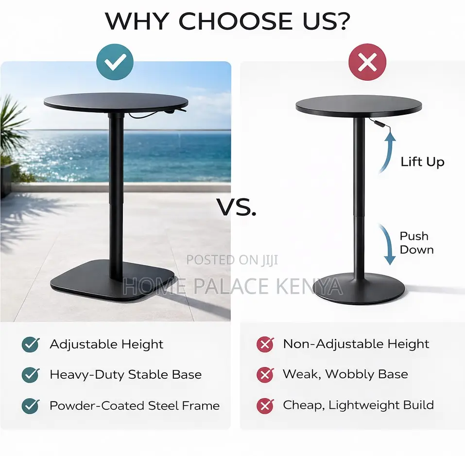 Dining Table: Convertible Sit Stand Pneumatic Round Table