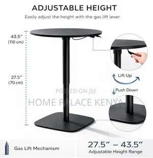 Dining Table: Convertible Sit Stand Pneumatic Round Table