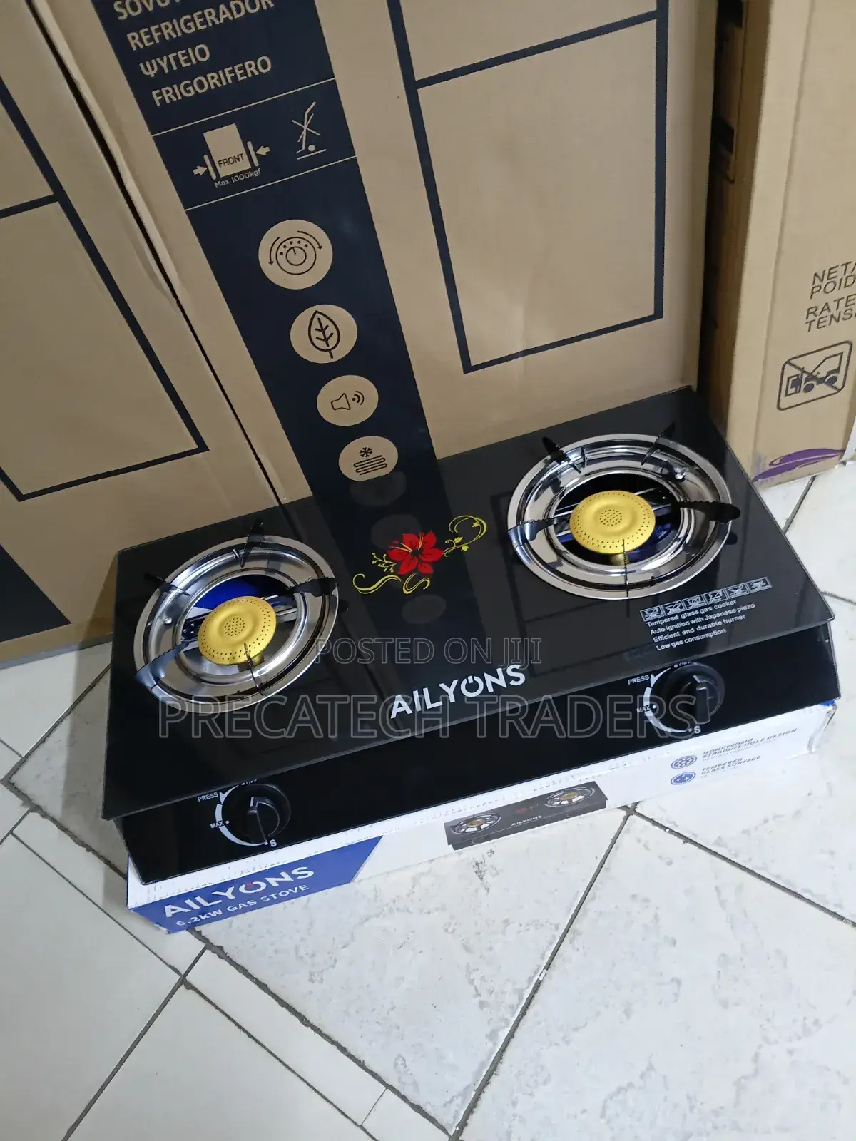 Ailyons 2 Burner Table Top Gas Stove With Auto Ignition