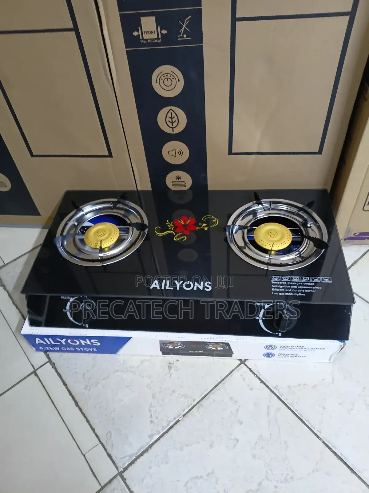 Ailyons Tempered Glass Gas Cooker – Double Burner