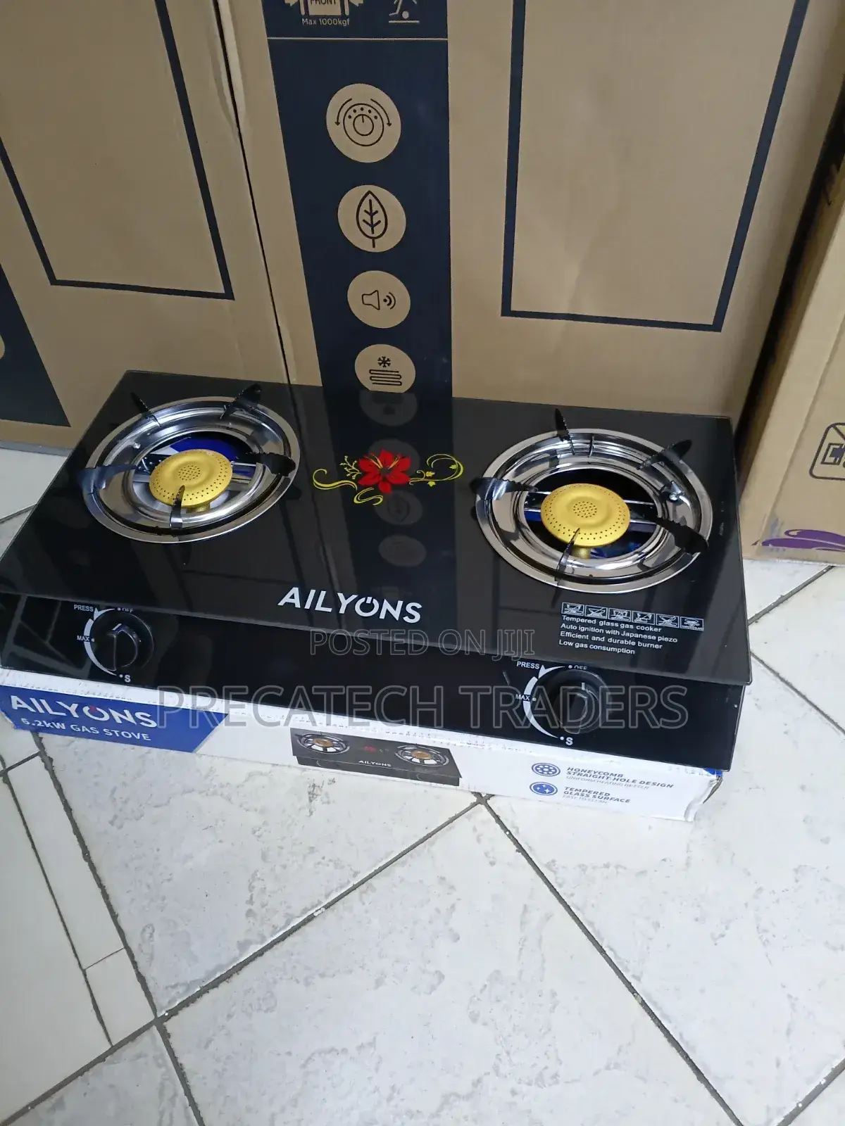 Ailyons Tempered Glass Gas Cooker – Double Burner