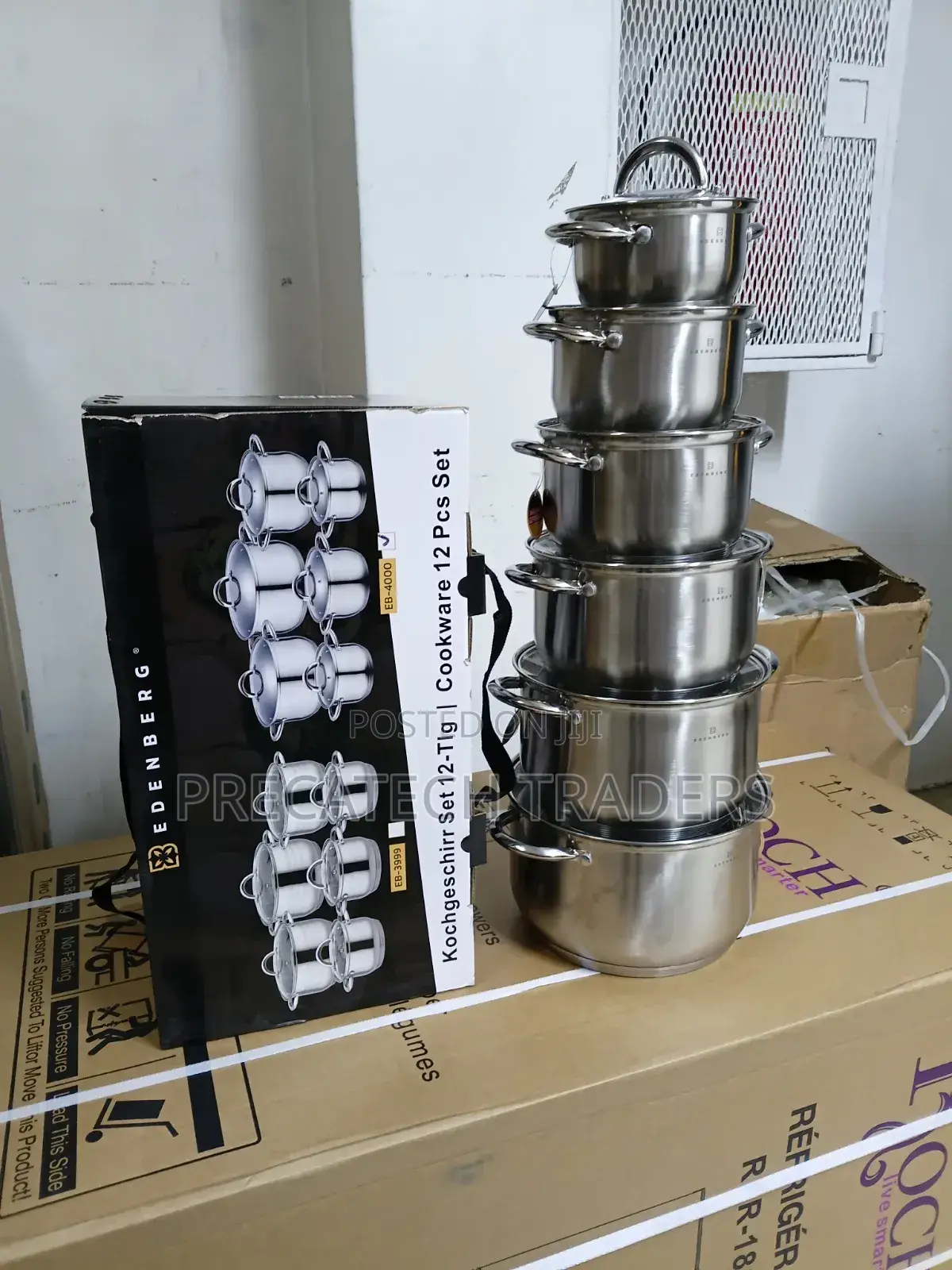 Edenberg 12-Piece Stainless Steel Cookware Set