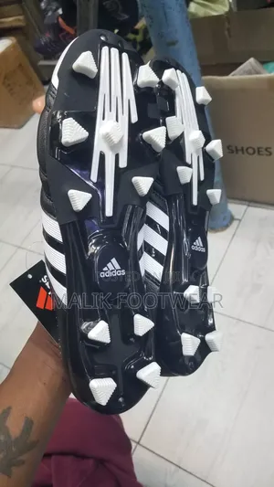 Adidas Classic Black Leather Football Boots With Neon Studs