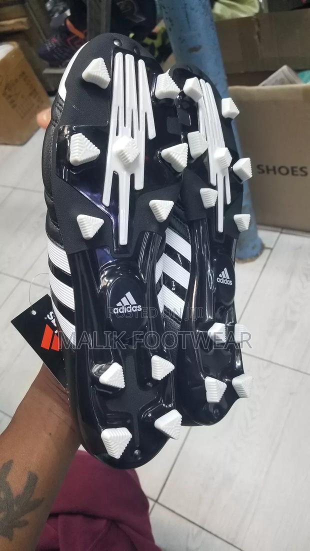 Adidas Classic Black Leather Football Boots With Neon Studs - thumbnail 3