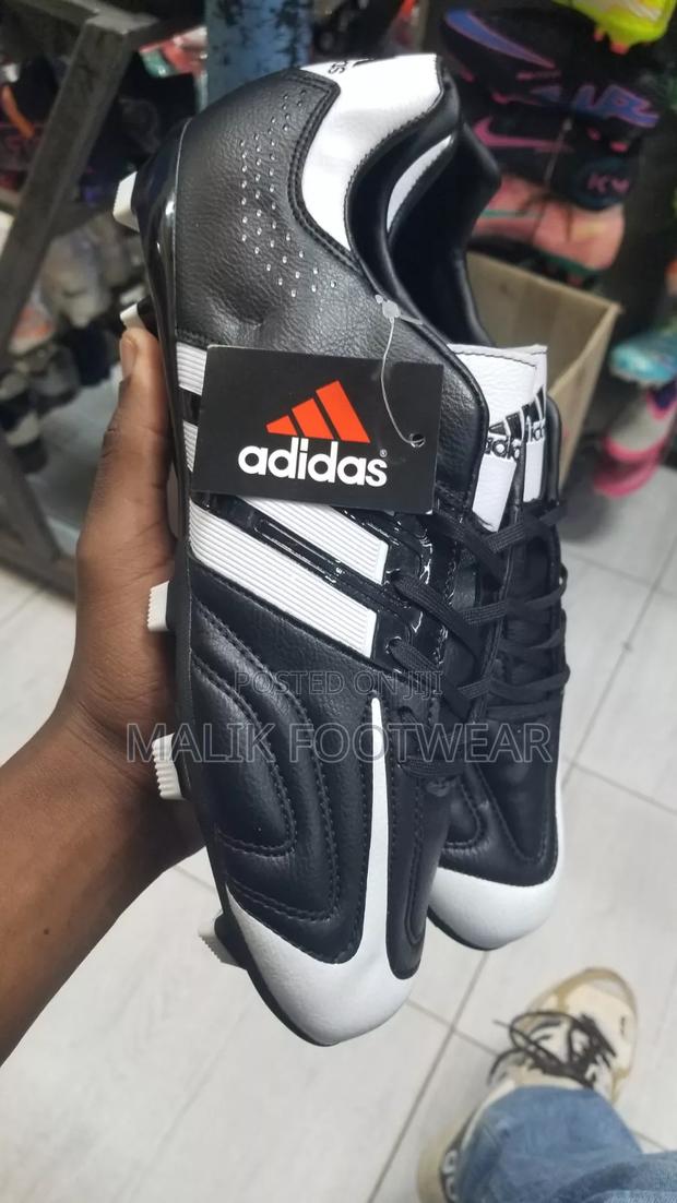 Adidas Classic Black Leather Football Boots With Neon Studs - thumbnail 4