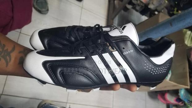 Adidas Classic Black Leather Football Boots With Neon Studs - thumbnail 6
