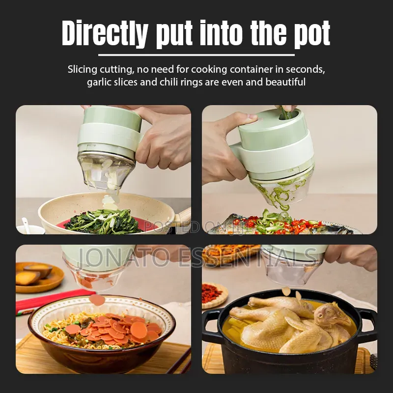 4-in-1 Handheld Electric Vegetable Chopper Slicer - Usb Rechargeable