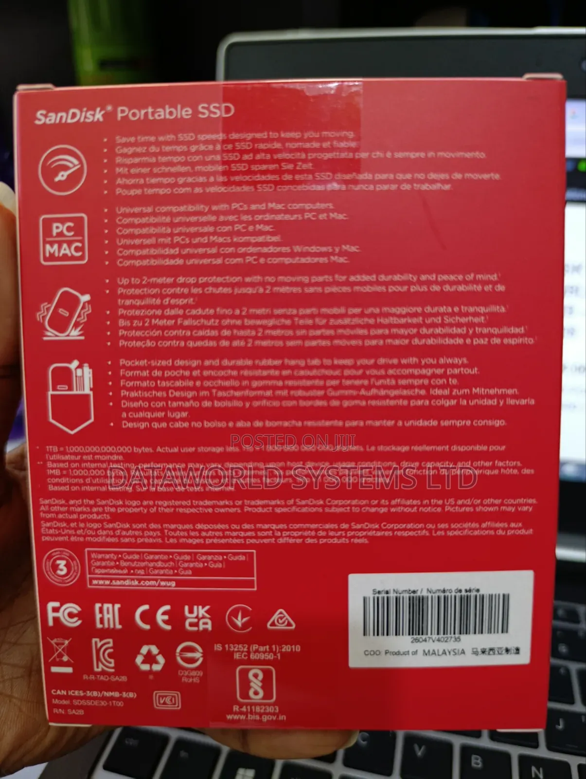 Sandisk Portable SSD 1tb With 800mb/S Read Speed Sdssde30-1t00-G26