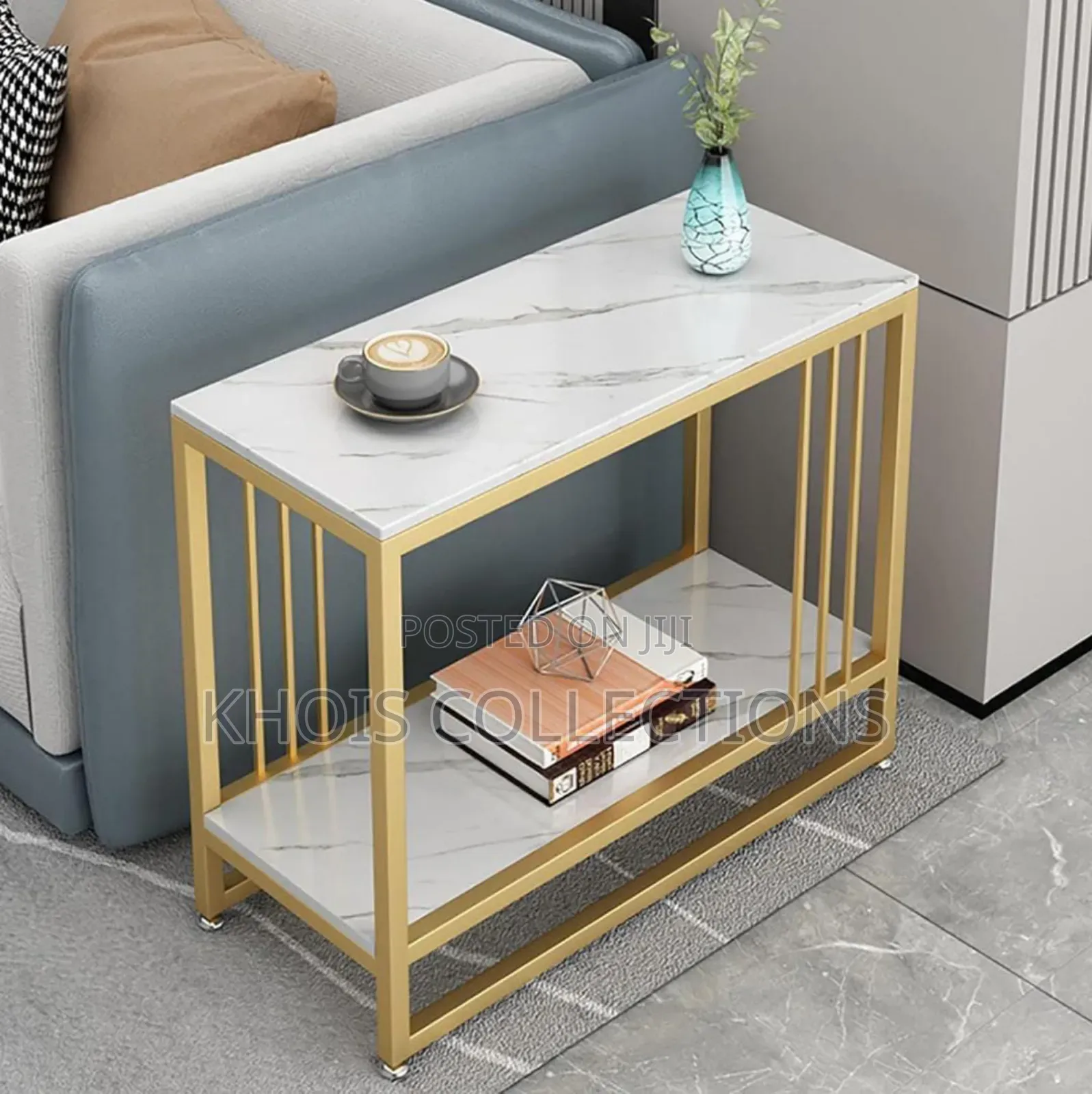 Elegant Gold and Marble Console Table