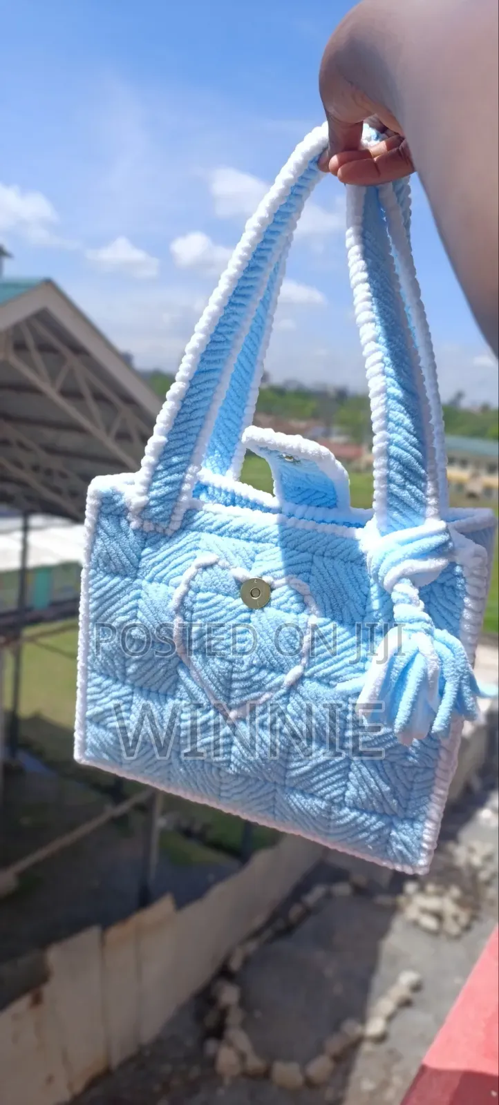 Blue and White Handcrafted Bag