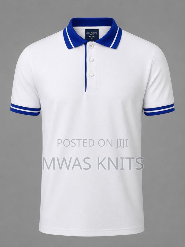 White Collar Royal Blue Polo T Shirt Fashion