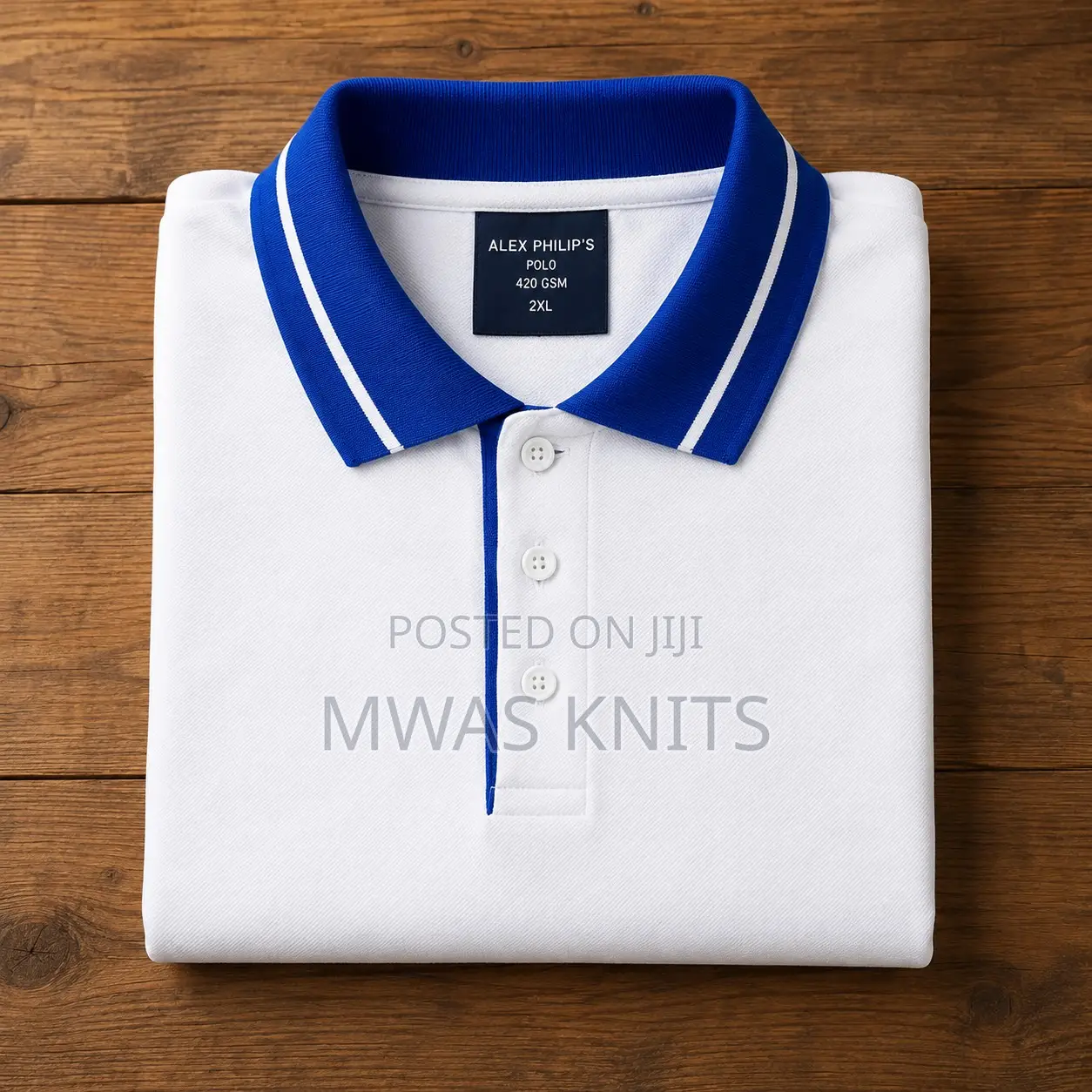 White Collar Royal Blue Polo T Shirt Fashion