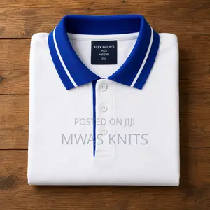 White Collar Royal Blue Polo T Shirt Fashion