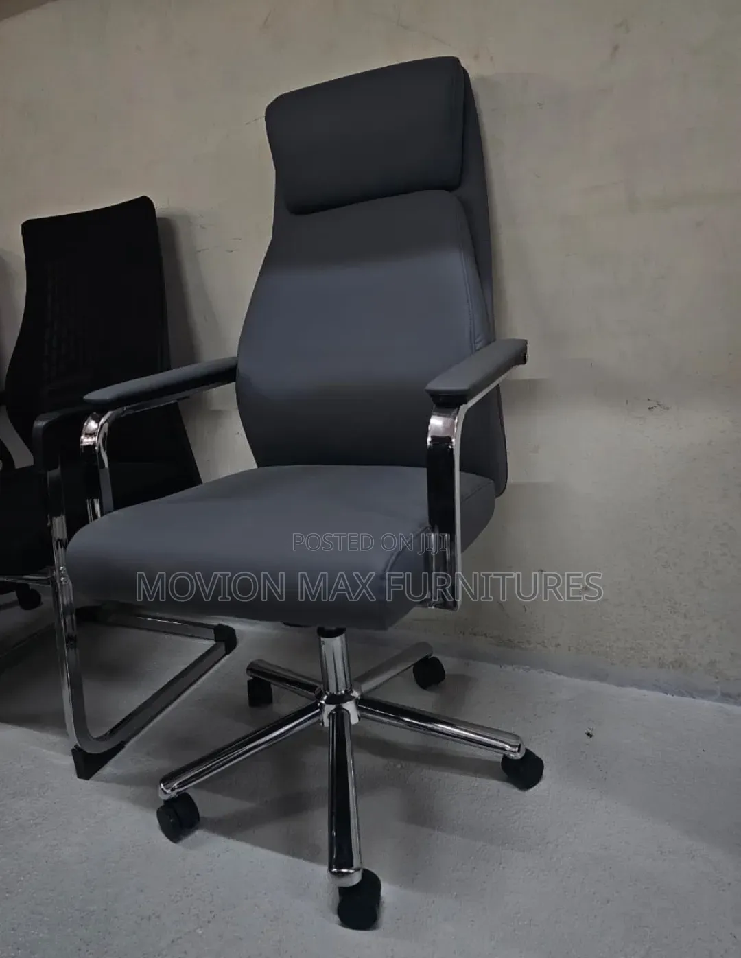 Grey Leather Waiting Chairs Boss Executive Office Chair