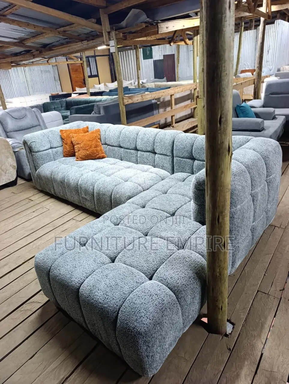 7 Seater Grey Bubble L Sofa