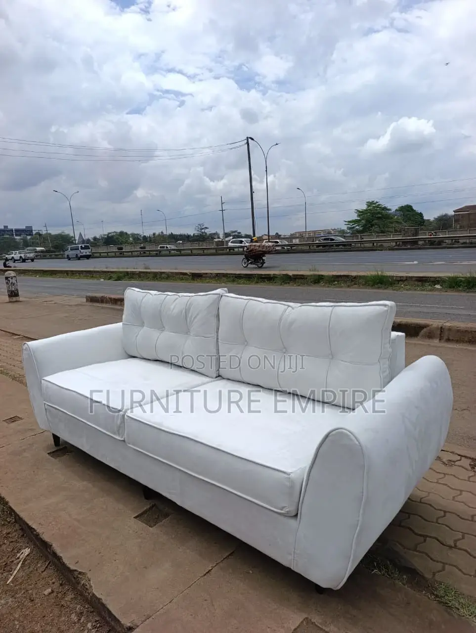 White 3 Seater Butterfly Sofa With Tufted Cushions