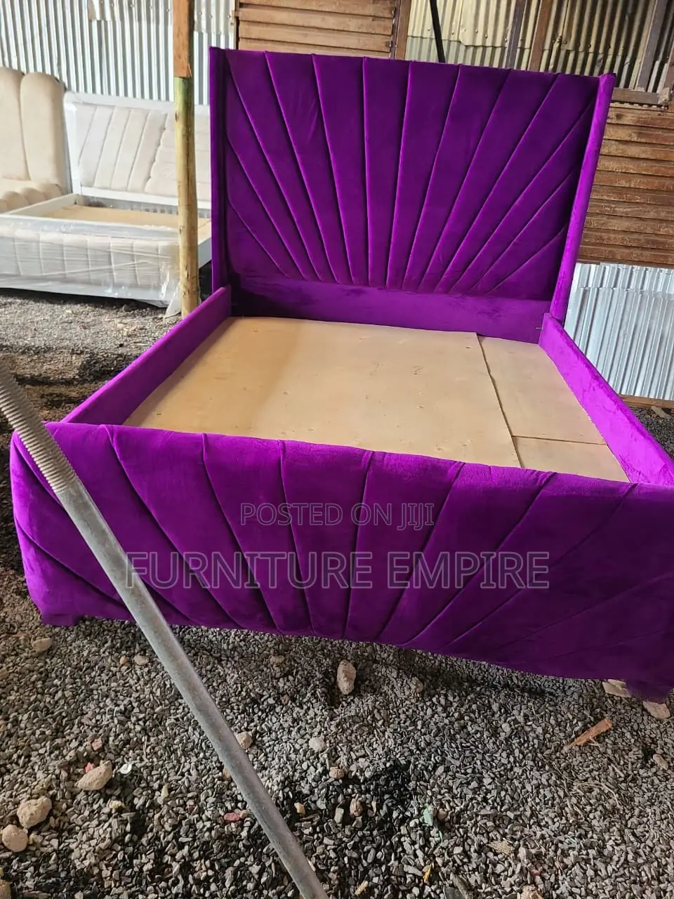 4x6 Purple Chester Bed With Tufted Headboard